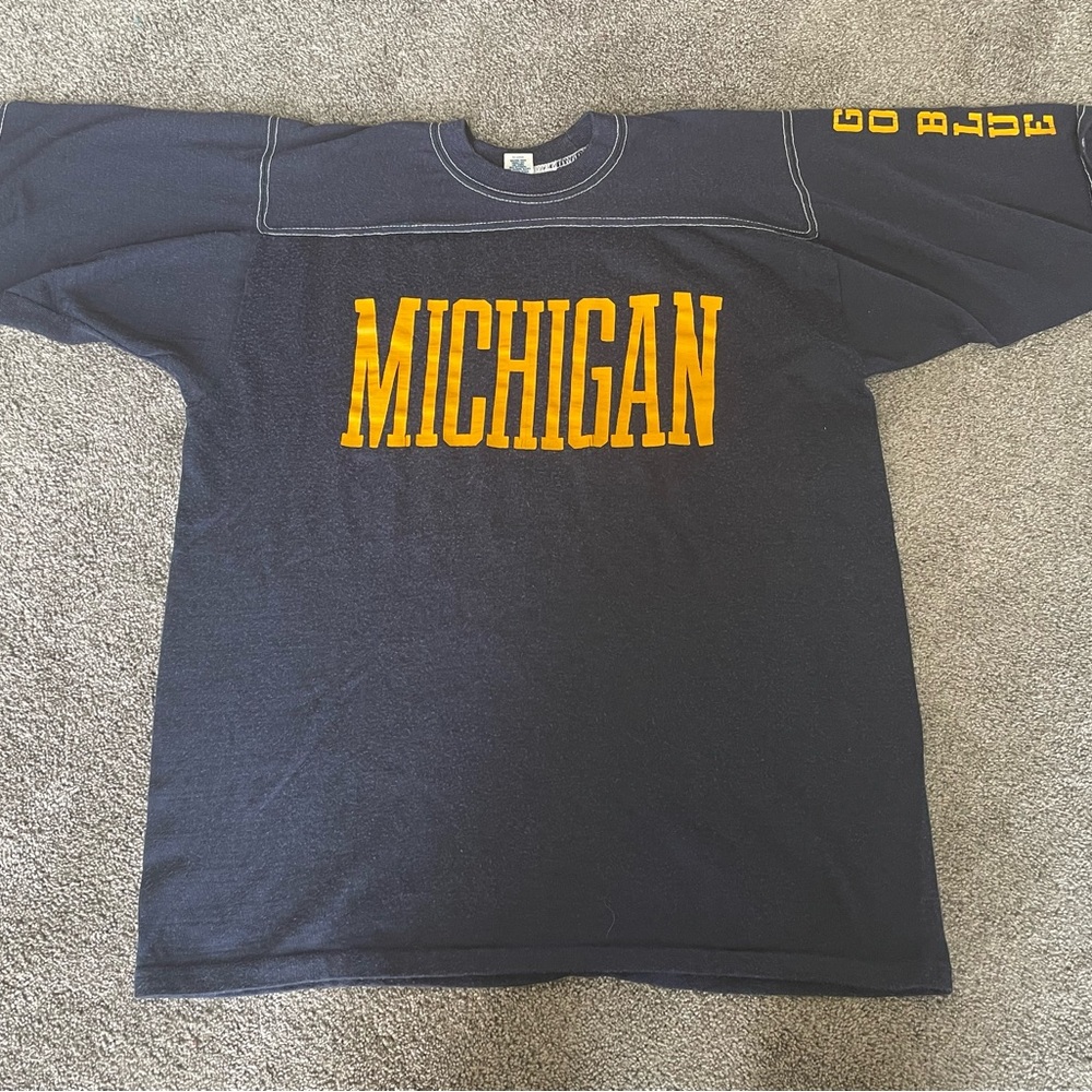 True Vintage 90s Michigan Wolverines Wolford T Shirt Jersey Large Made in USA